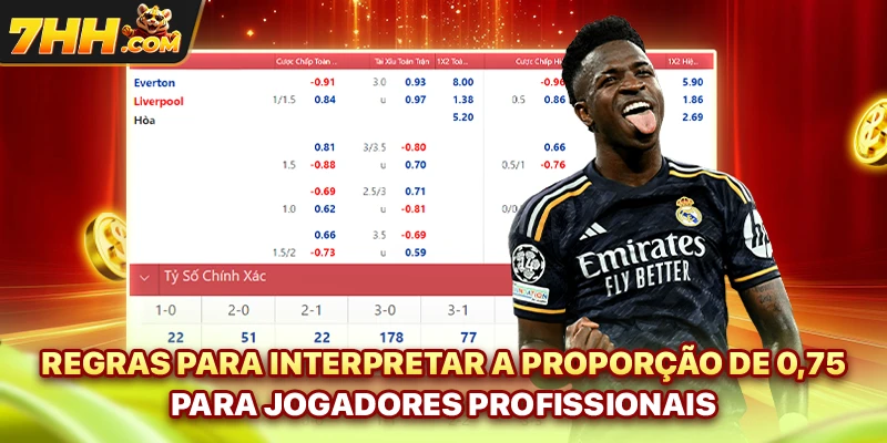 Regras para interpretar a proporção de 0,75 para jogadores profissionais